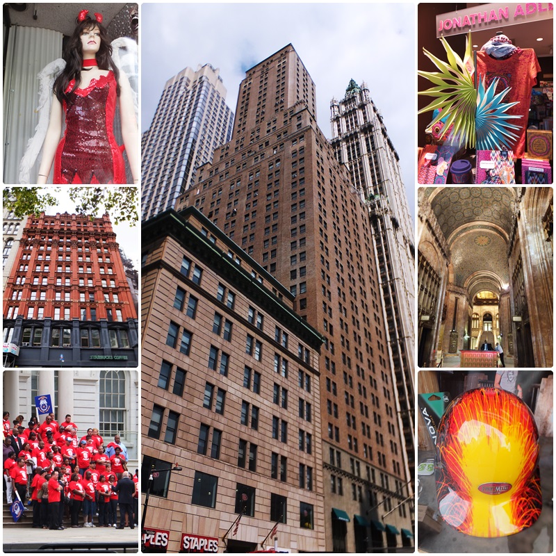 The Woolworth Building and the shops on Park Row