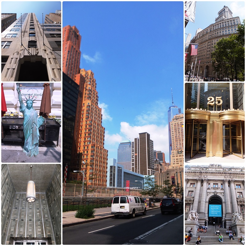 Views of Battery Park and the foot of Broadway in Lower Manhattan