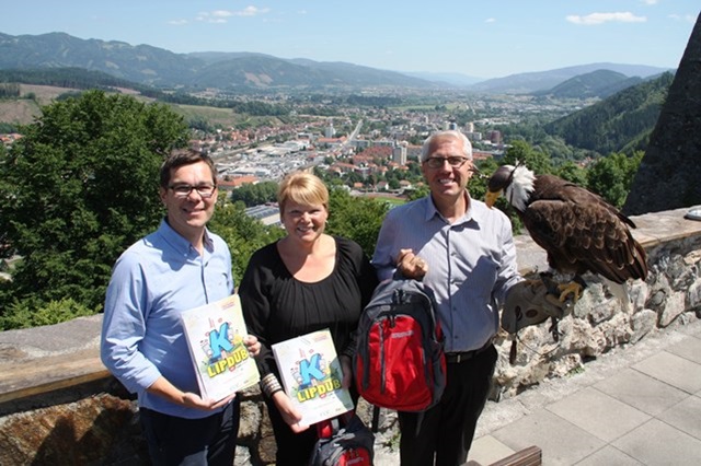 Markus Kamper (left) with two friends from Grand Rapids, Michigan, the city that inspired the Kapfenberg Lipdub