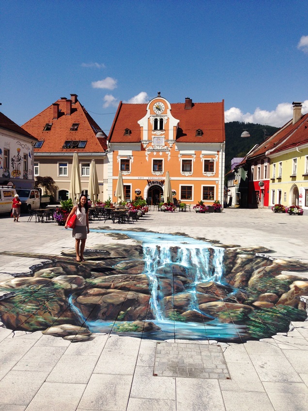 Kapfenberg's beautiful main square features a piece of floor art